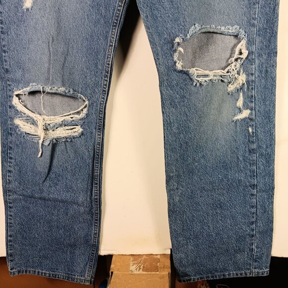 Levis 569 Loose Straight Fit Distressed Jeans Mens 39x33 Blue Denim - Picture 4 of 10